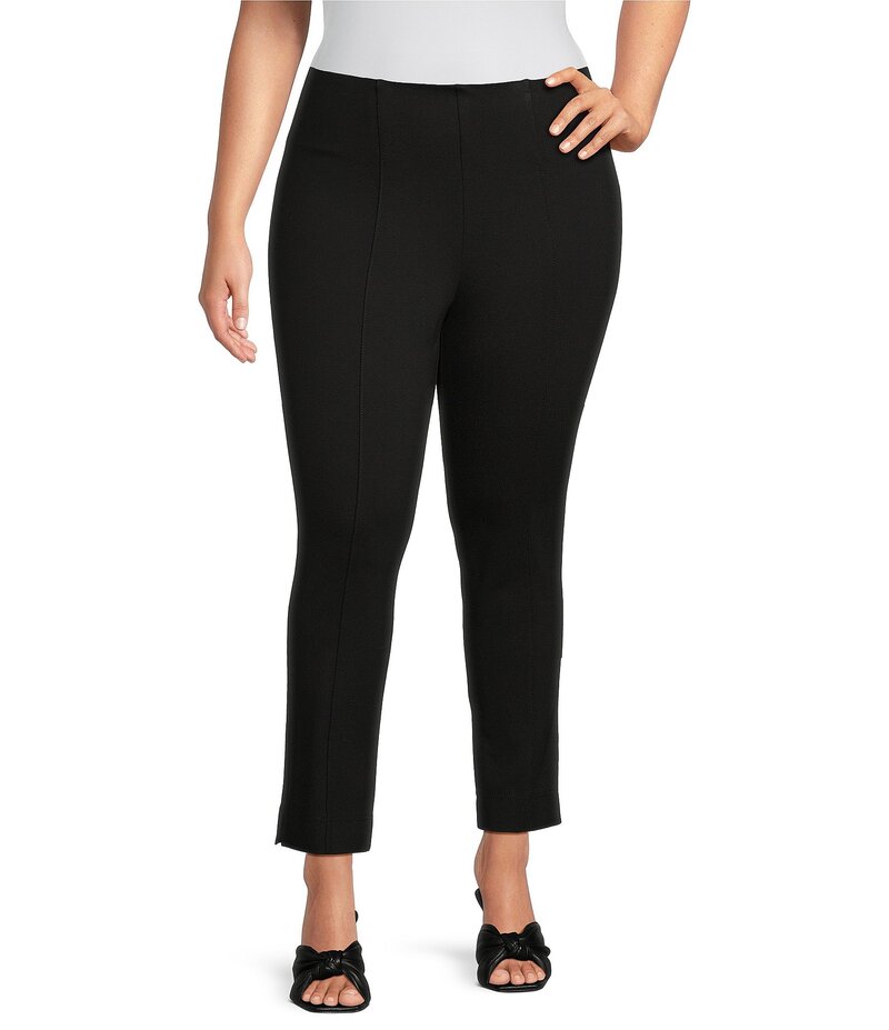 インベストメンツ レディース ボトムス カジュアルパンツ プラスサイズ パンツ アンクル ニット Slim Factor by Investments Plus Size Ponte Knit No-Waist Ankle Pants Black ブラック｜ReVida 店