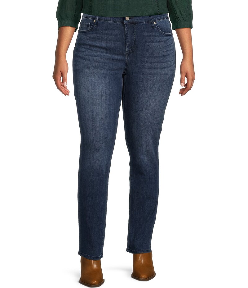 コード ブルー レディース ボトムス デニムパンツ ストレート プラスサイズ チェルシー デニム ジーンズ Code Bleu Plus Size Chelsea Straight Leg Stretch Denim Jeans Beverly デニム|ReVida 店