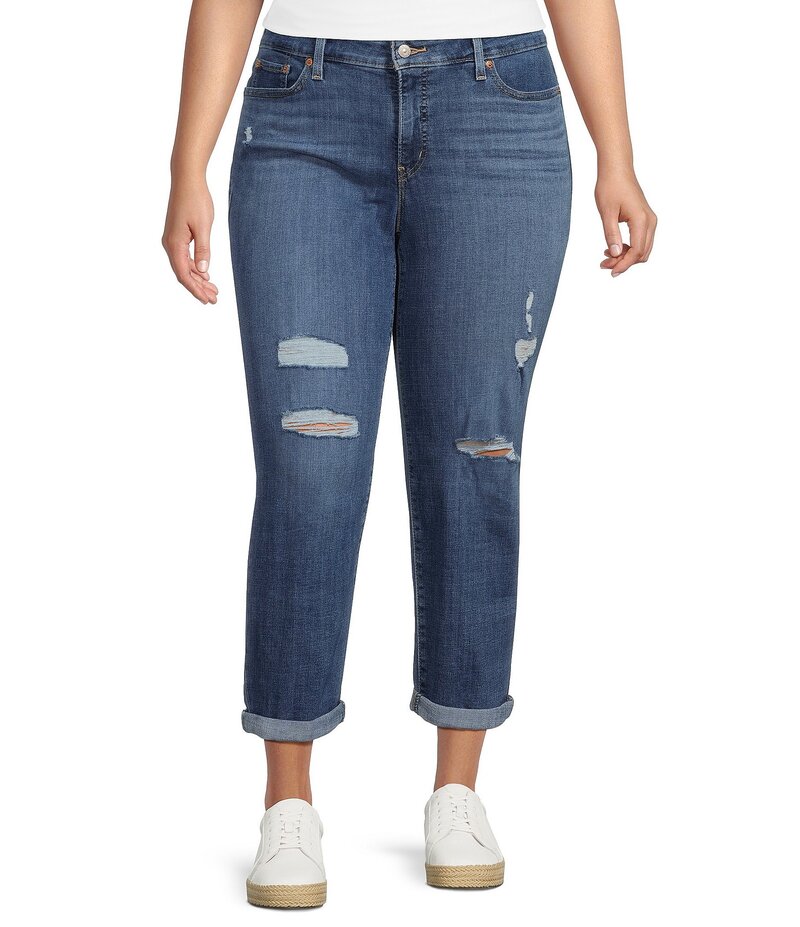 リーバイス レディース ボトムス デニムパンツ プラスサイズ ジーンズ Levi'sR Plus Size Boyfriend Mid Rise Jeans Indigo インディゴ｜ReVida 店