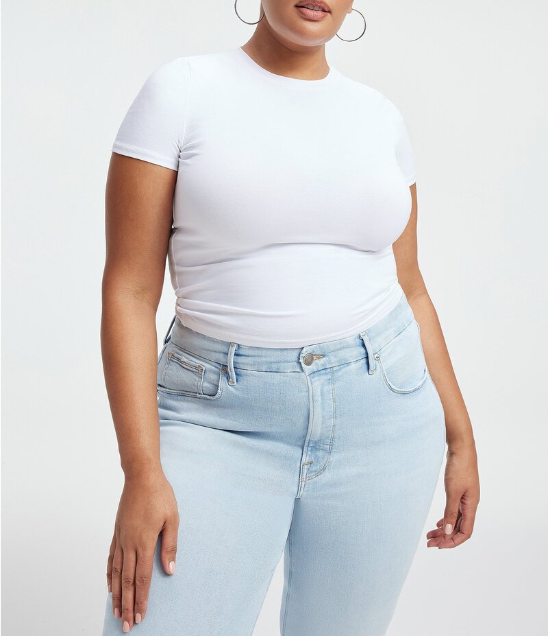 グッドアメリカン レディース トップス シャツ クルーネック プラスサイズ Tシャツ Good American Plus Size Super Stretch Crew Neck Short Sleeve Baby Tee White001 15,155円