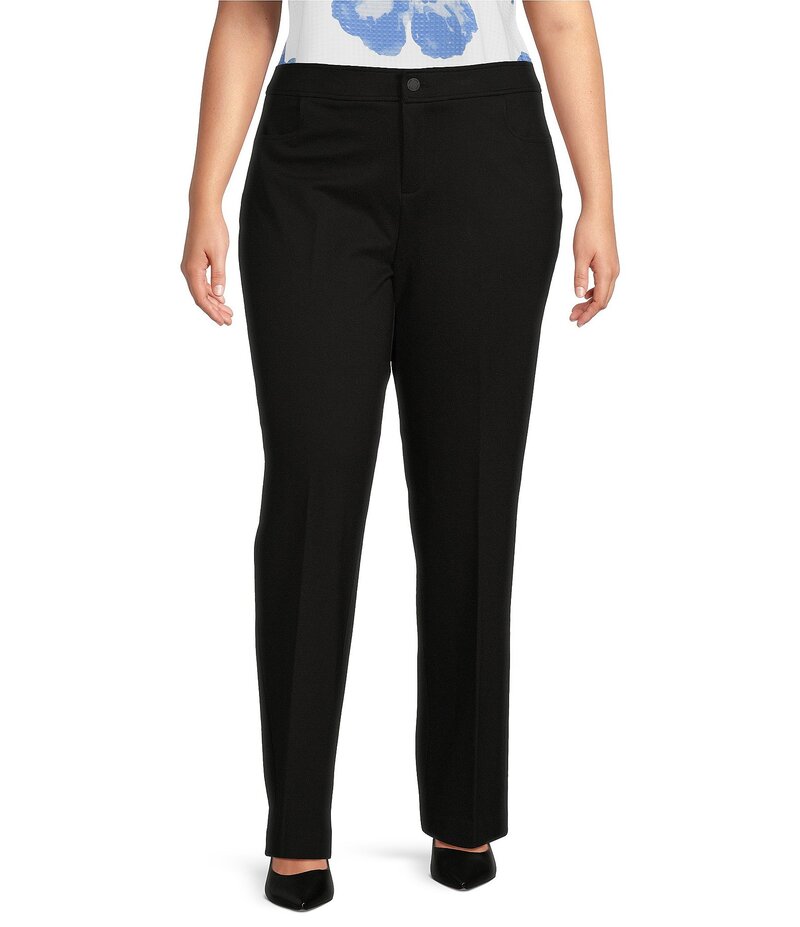アンクライン レディース ボトムス カジュアルパンツ プラスサイズ ニット Anne Klein Plus Size Compression Stretch Knit Straight Wide-Leg Trouser Pant Black ブラック