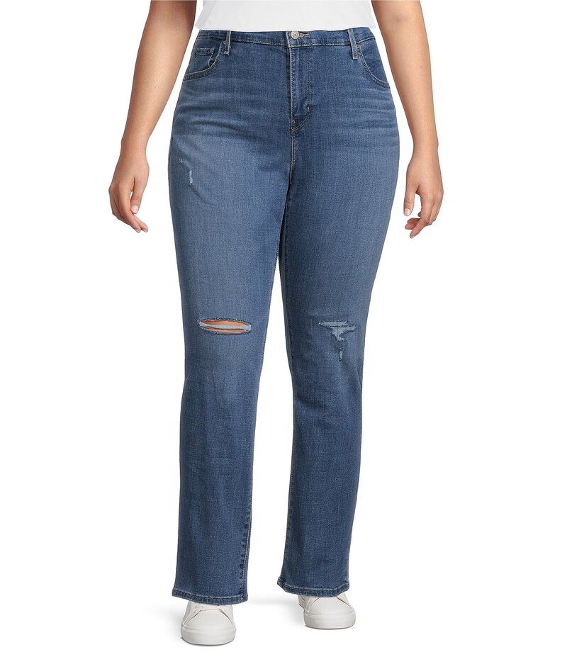 リーバイス レディース ボトムス デニムパンツ ストレート プラスサイズ デニム ジーンズ LeviR Plus Size 724 High Waisted Straight Leg Denim Jeans Slate Scan スレート