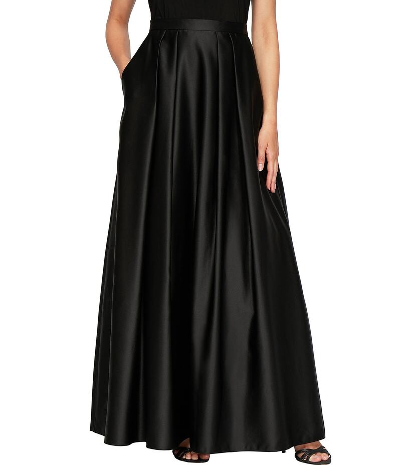 アレックスイブニングス レディース ボトムス スカート サテン Alex Evenings Satin With Pocket Inverted Pleat Ball Gown Skirt Black ブラック｜ReVida 店