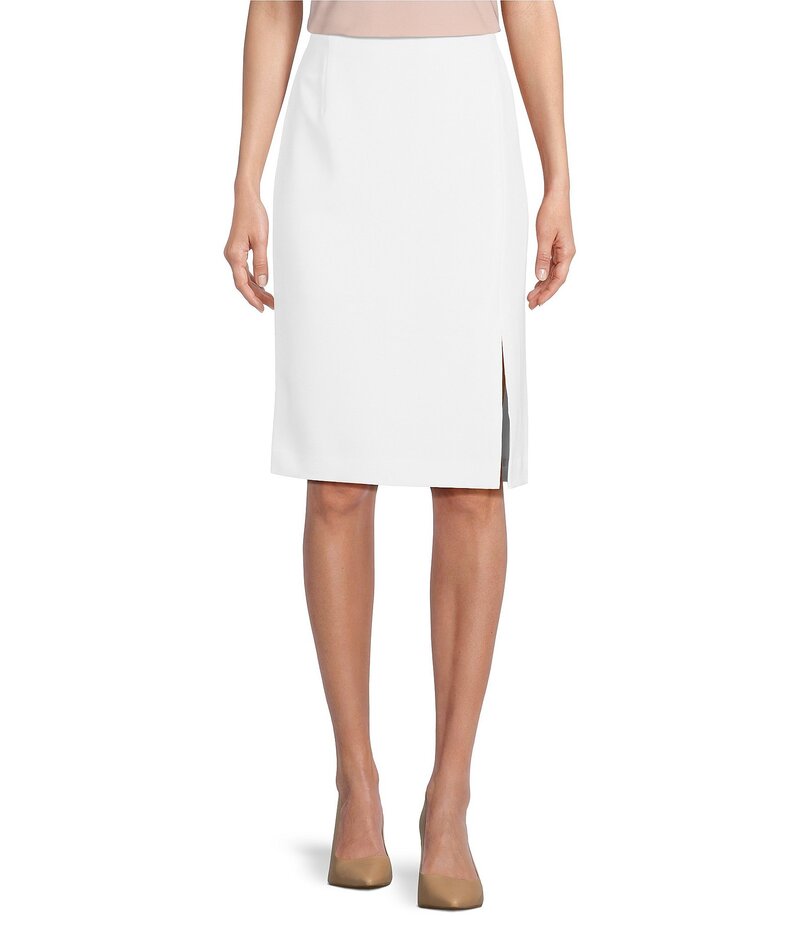 プレストンアンドヨーク レディース ボトムス スカート サイドスリット クレープ Preston & York Morgan Twill Crepe Side Slit Coordinating Pencil Skirt True White ホワイト|ReVida 店