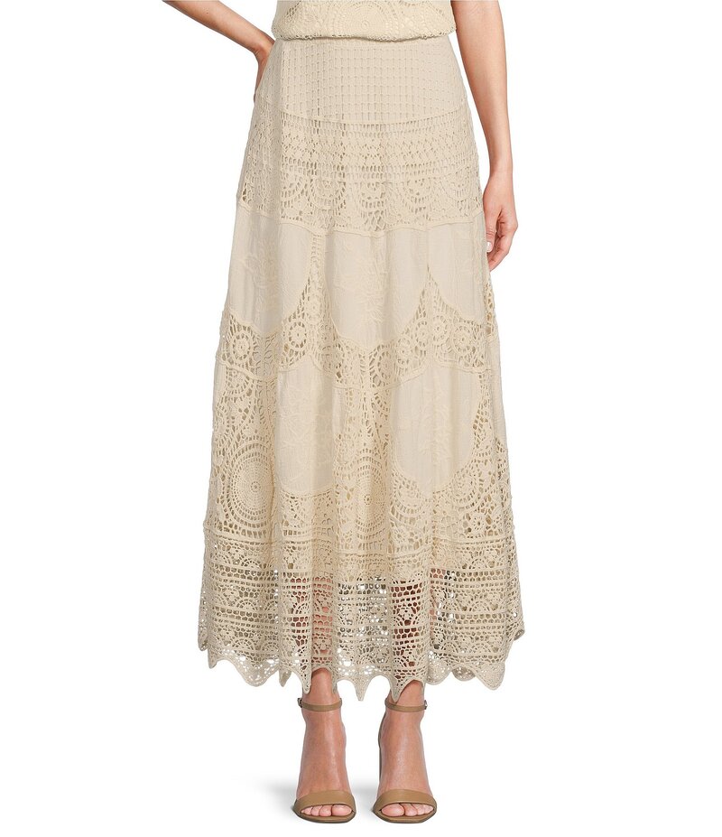 レバ レディース ボトムス スカート A ライン Reba Scalloped Hem Crochet Coordinating A-Line Skirt Cream クリーム｜ReVida 店 26,520円
