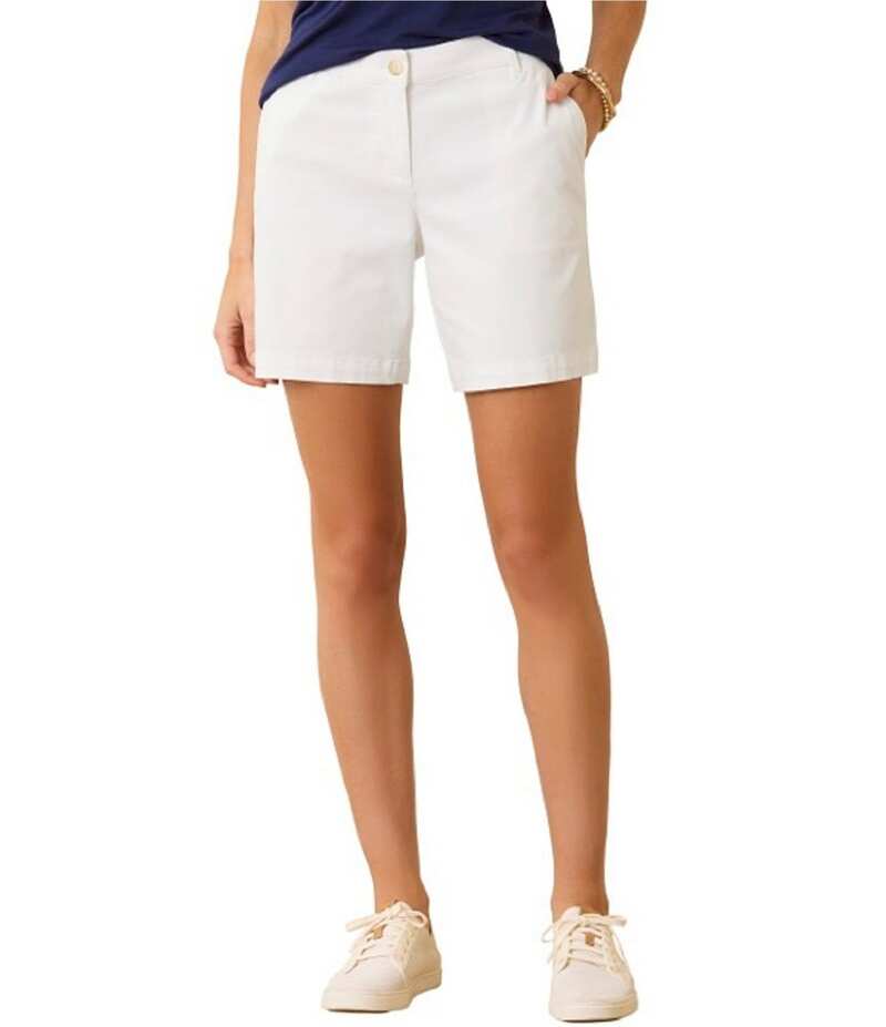 トッミーバハマ レディース ボトムス ハーフパンツ・ショーツ ショートパンツ Tommy Bahama Stretch Boracay Solid Mid Rise 7 Shorts White ホワイト
