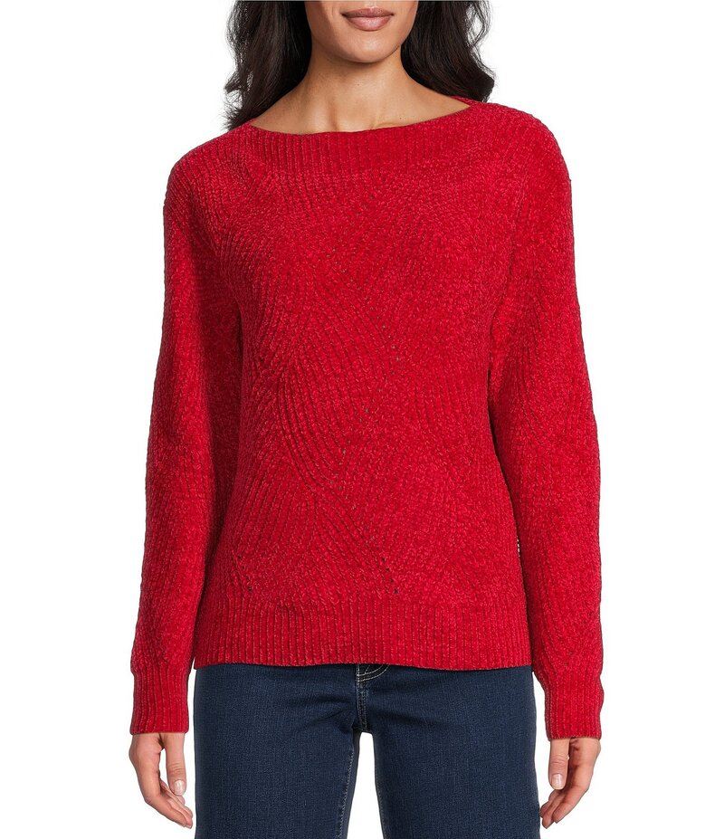 トッミーバハマ レディース アウター パーカー・スウェット セーター Tommy Bahama Luna Chenille Boat Neck Long Sleeve Pullover Sweater Tango Red レッド