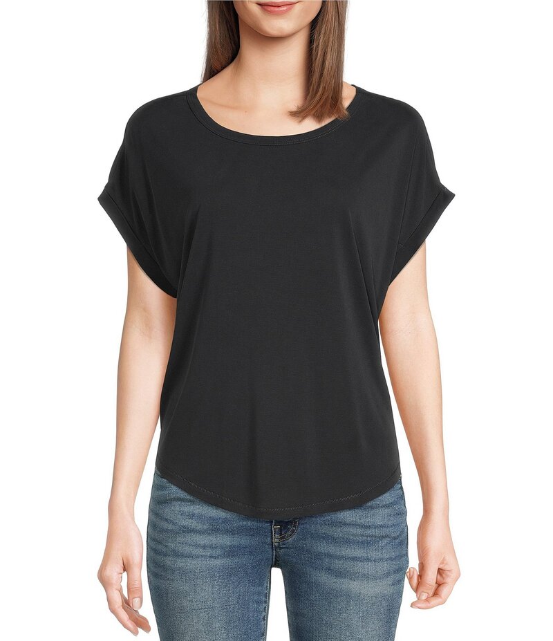 ラッキーブランド レディース トップス Tシャツ Lucky Brand Scoop Neck Short Sleeve Slouchy Round Hem T-Shirt Black ブラック
