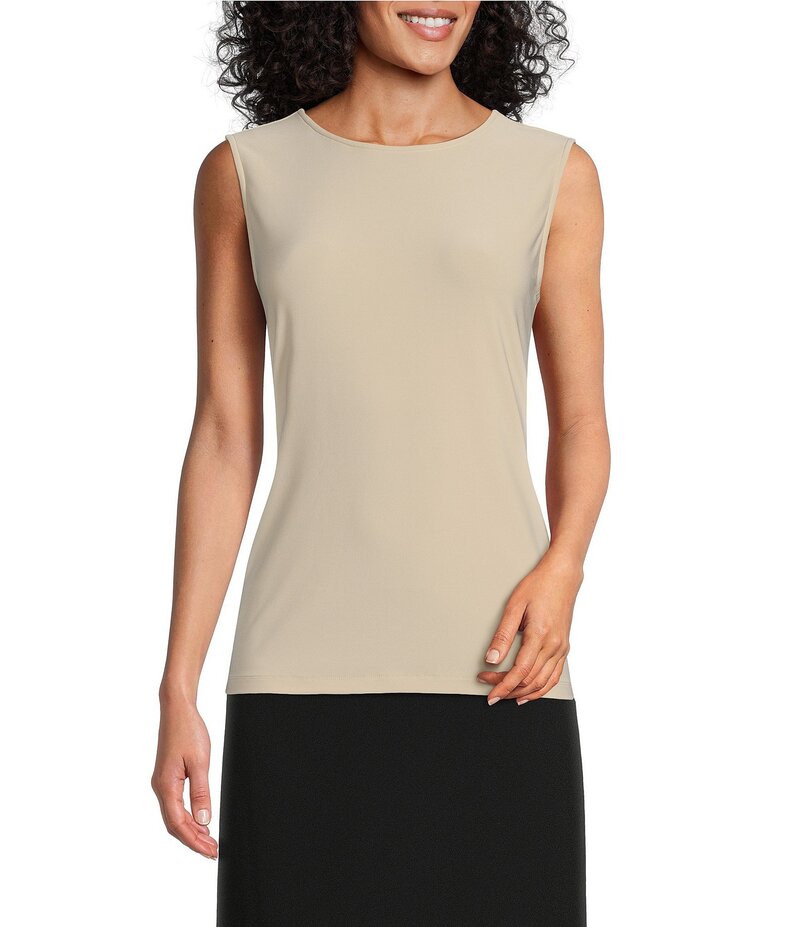 プレストンアンドヨーク レディース トップス シャツ クルーネック ノースリーブ ニット Preston & York Selena Crew Neck Sleeveless Knit Tank Biscotti|ReVida 店