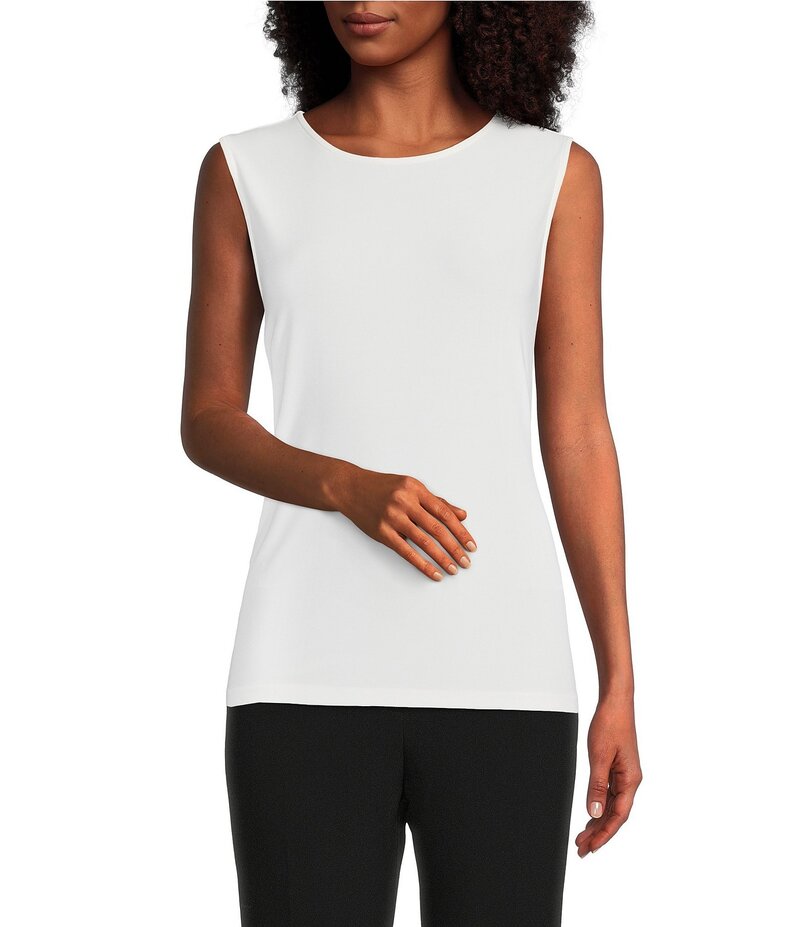 プレストンアンドヨーク レディース トップス シャツ クルーネック ノースリーブ ニット Preston & York Selena Crew Neck Sleeveless Knit Tank True white ホワイト