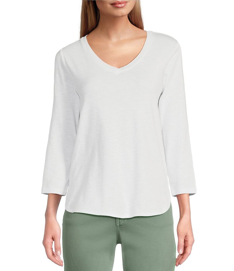 トッミーバハマ レディース トップス シャツ Vネック Tシャツ Tommy Bahama Ashby Isles Slub Rib V-Neck 3/4 Sleeve Tee White ホワイト