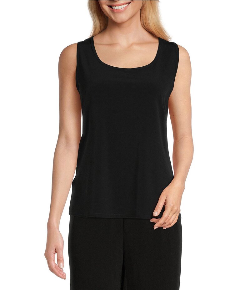アイシーコレクション レディース トップス シャツ ノースリーブ IC Collection Scoop Neck Sleeveless Layering Tank Black ブラック