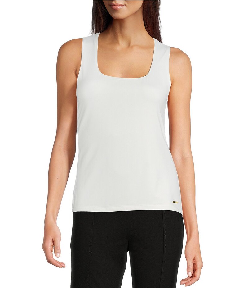 カルバンクライン レディース トップス シャツ ジャージー Calvin Klein Matte Jersey Scoop Neck Tank Eggshell|ReVida 店