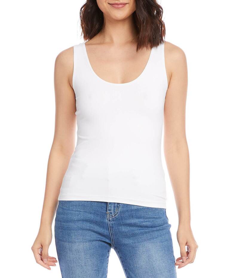 カレンケーン レディース トップス シャツ ノースリーブ Karen Kane Sleeveless Scoop Neck Layering Tank White ホワイト