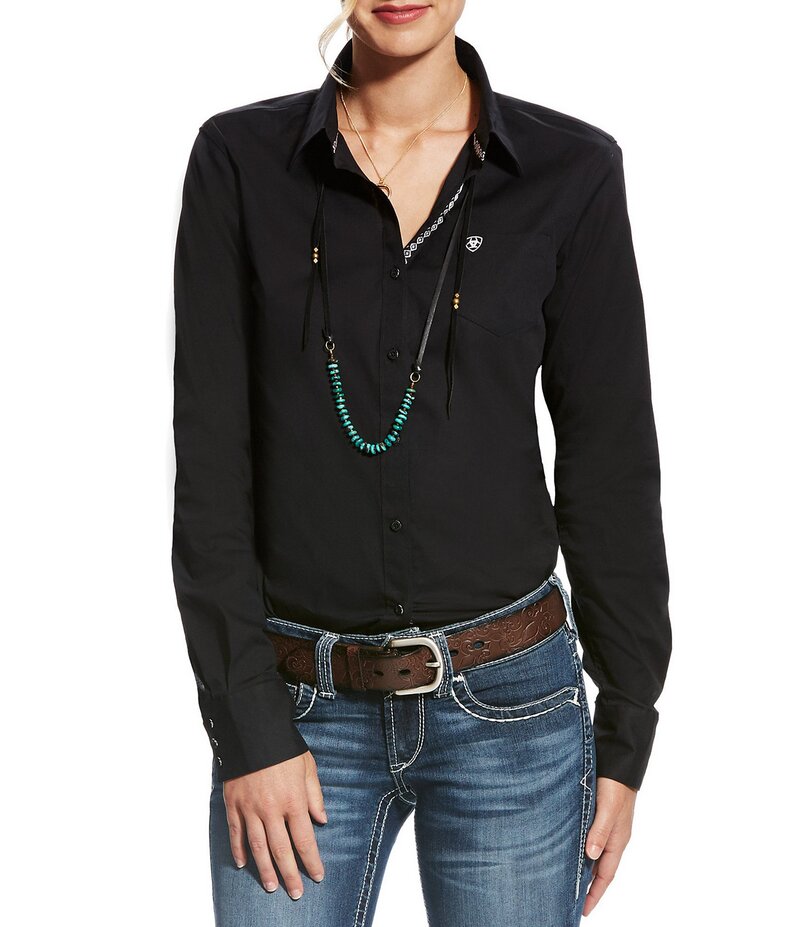 アリアト レディース トップス シャツ Ariat Kirby Stretch Poplin Button Front Point Collar Long Sleeve Shirt Black ブラック 14,950円