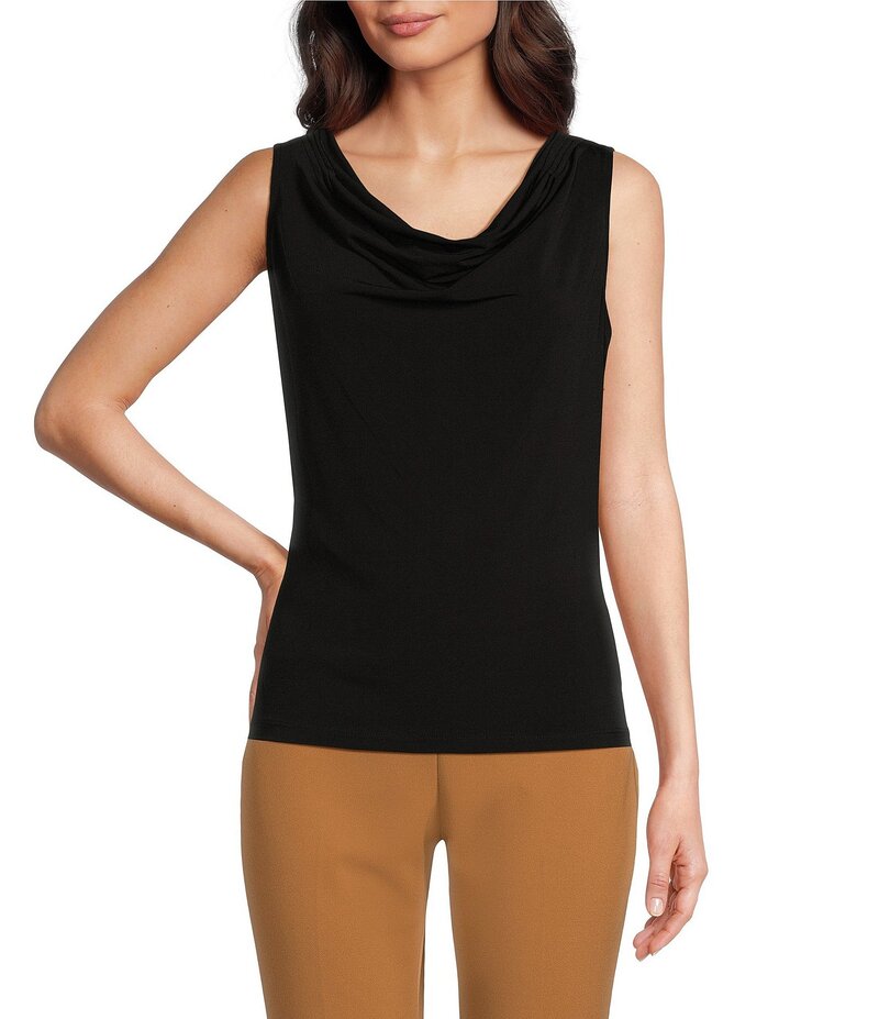 カルバンクライン レディース トップス シャツ ノースリーブ Calvin Klein Sleeveless Cowl Neck Top Black ブラック|ReVida 店