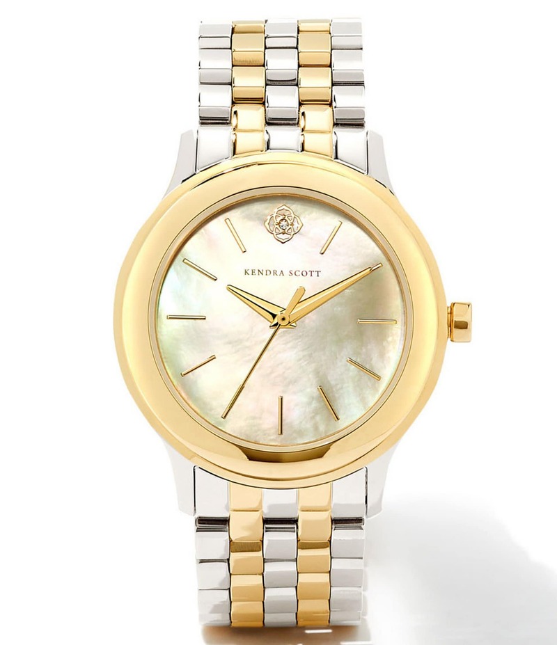 ケンドラスコット レディース 佩び物 ウォッチ プルオーバー Kendra Scott Women\u0027s Alex Three Hand Two Tone Stainless Steel Mother of Pearl Bracelet Watch Two Tone パール