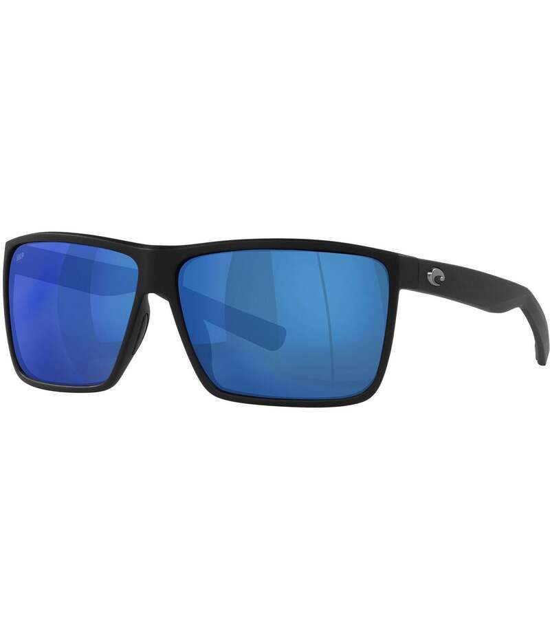 コスタ レディース アクセサリー サングラス・アイウェア Costa Men's 6S9018 Rincon Mirrored 63mm Rectangle Polarized Sunglasses Matte Black/Blue ブラック