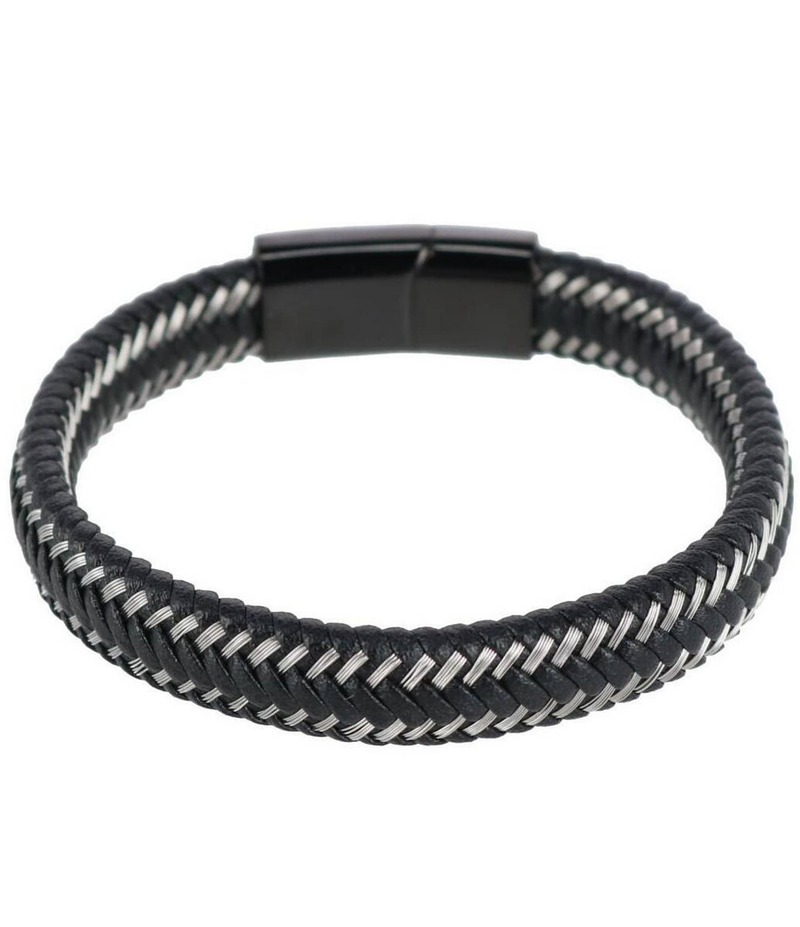 トラファルガー メンズ 付属品 ブレスレット・バングル・アンクレット Trafalgar Esteban Black And Sliver Braided Bracelet Black 黒いこと メンズジュエリー・アクセサリー-ジュエリー・アクセサリー