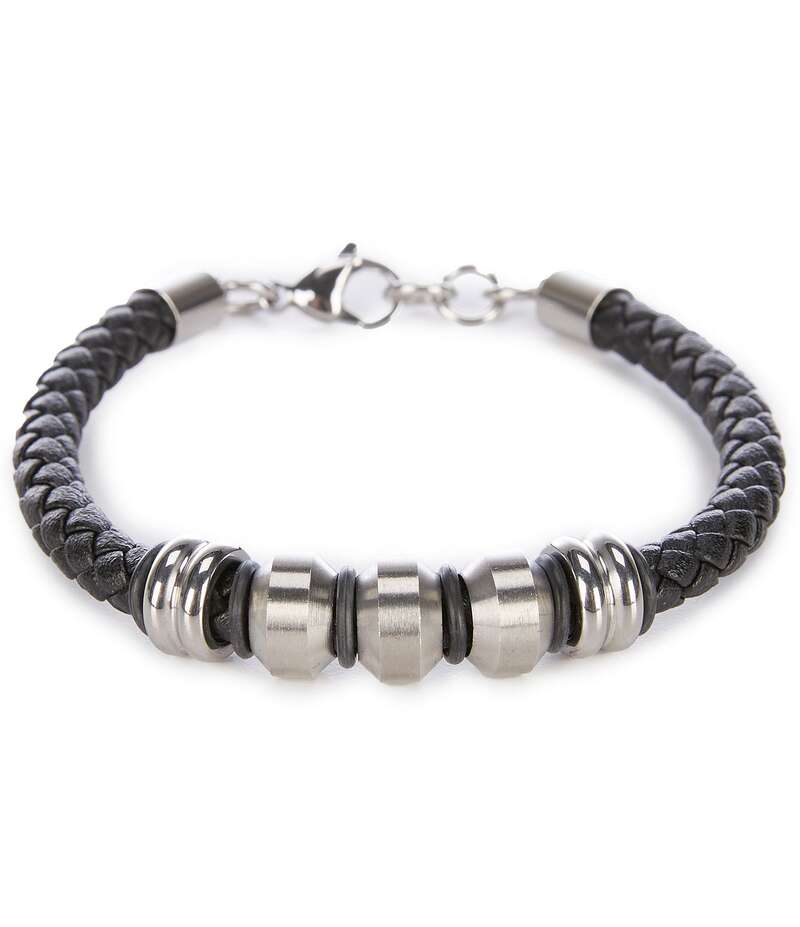 ムラノ メンズ アクセサリー ブレスレット・バングル・アンクレット レザー Murano Faux Braided Black Leather Bracelet Black ブラック