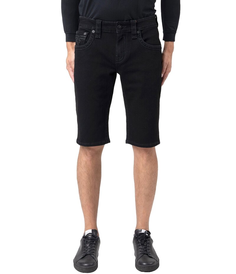 ロックリバイバル メンズ ボトムス ハーフパンツ・ショーツ ショートパンツ 刺繍 Rock Revival Arther Fleur-De-Lis Embroidered-Pocket 13 Inseam Shorts Black ブラック｜ReVida 店