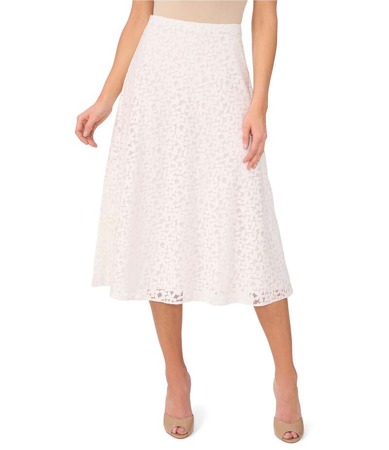 セセ レディース ボトムス スカート A ライン フラワー柄 ミディ レース フラワー CeCe Floral Lace A-Line Midi Skirt New Ivory アイボリー