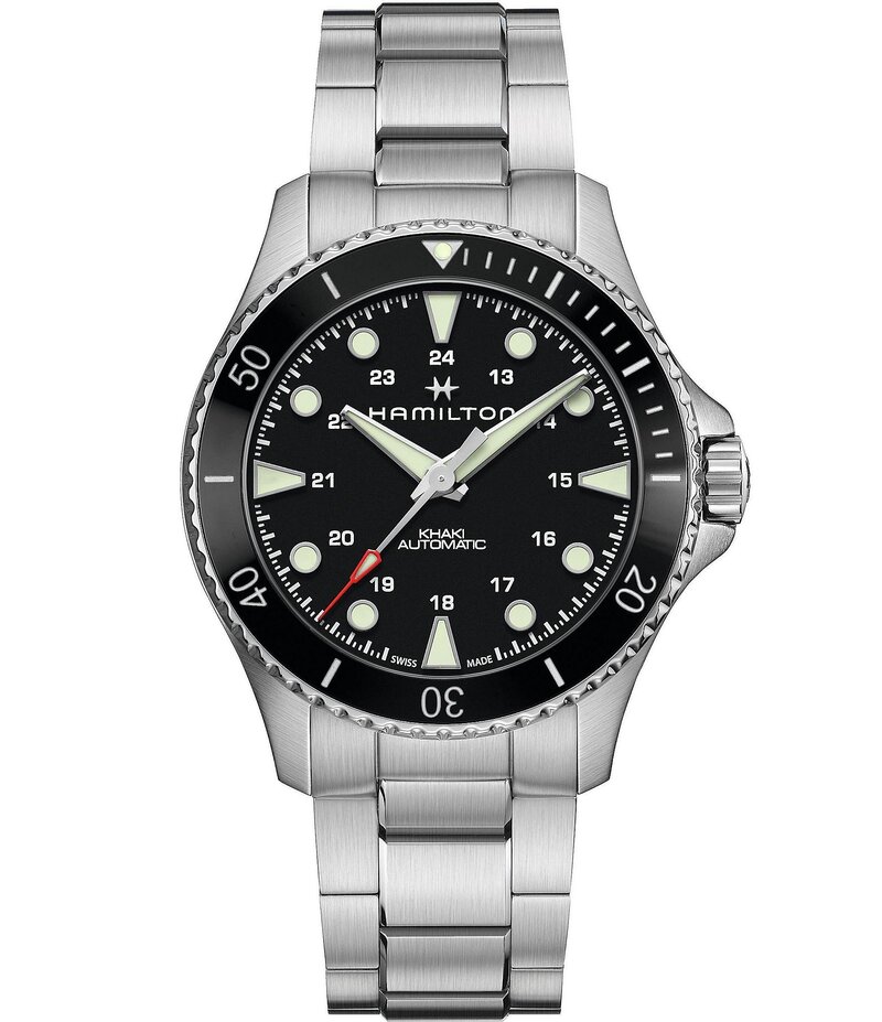 ハミルトン レディース アクセサリー 腕時計 スキューバ Hamilton Men's Khaki Navy Scuba Automatic Link Closure Bracelet Watch Silver シルバー
