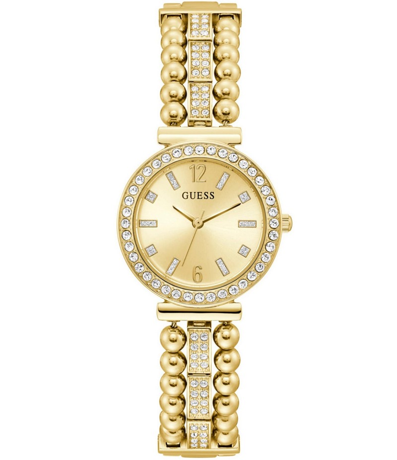 ゲス レディース アクセサリー 腕時計 Tシャツ Guess Women's Glitz Quartz Analog Gold Stainless Steel Bracelet Watch Gold ゴールド|ReVida 店