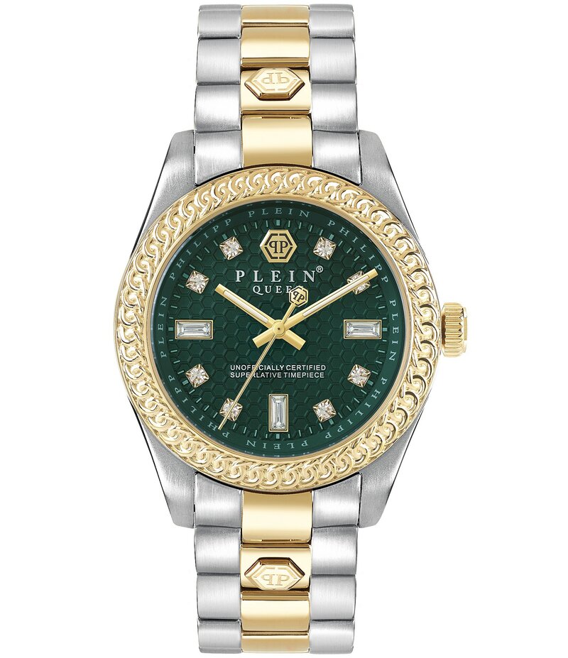フィリッププレイン レディース アクセサリー 腕時計 Tシャツ Philipp Plein Women's Queen Quartz Analog Two Tone Green Dial Stainless Steel Bracelet Watch Two Tone グリーン 62,040円