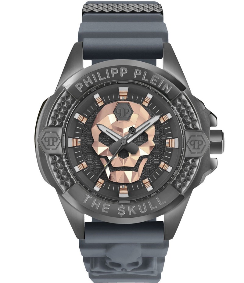 フィリッププレイン レディース アクセサリー 腕時計 Philipp Plein Men's The Skull Analog Gunmetal Tone Silicone Strap Watch Gunmetal ガンメタル