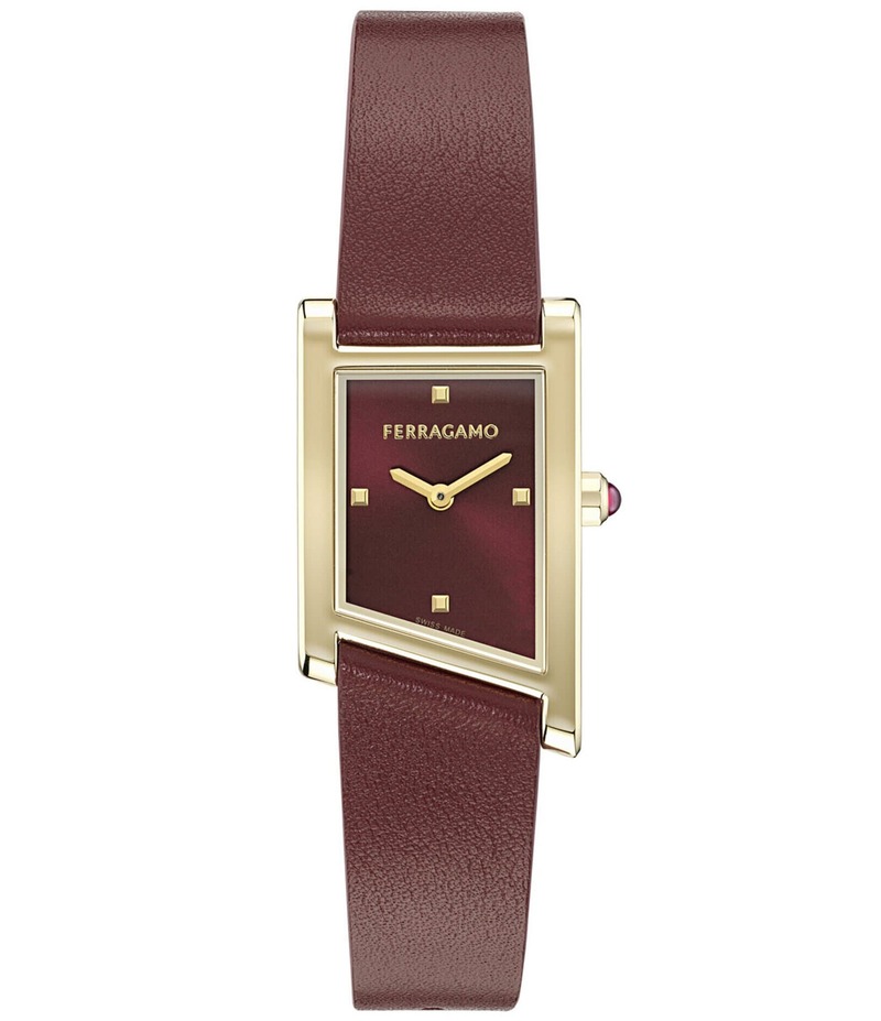サルヴァトーレ フェラガモ レディース アクセサリー 腕時計 レザー Salvatore Ferragamo Women's Ferragamo Asymetrique Quartz Analog Burgundy Leather Strap Watch Burgundy バーガンディ
