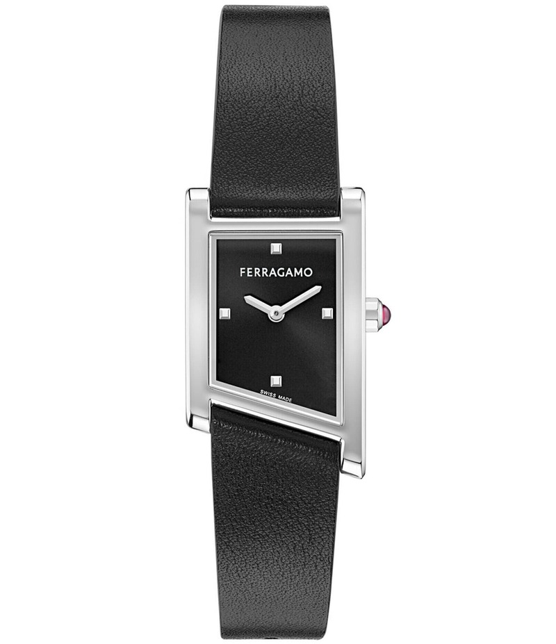 サルヴァトーレ フェラガモ レディース アクセサリー 腕時計 レザー Salvatore Ferragamo Women's Ferragamo Asymetrique Quartz Analog Black Leather Strap Watch Black ブラック