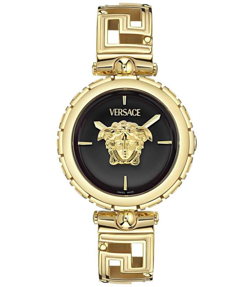ヴェルサーチ レディース アクセサリー 腕時計 Tシャツ Versace Women's Medusa Jewel Analog Gold Tone Stainless Steel Bracelet Watch Gold ゴールド