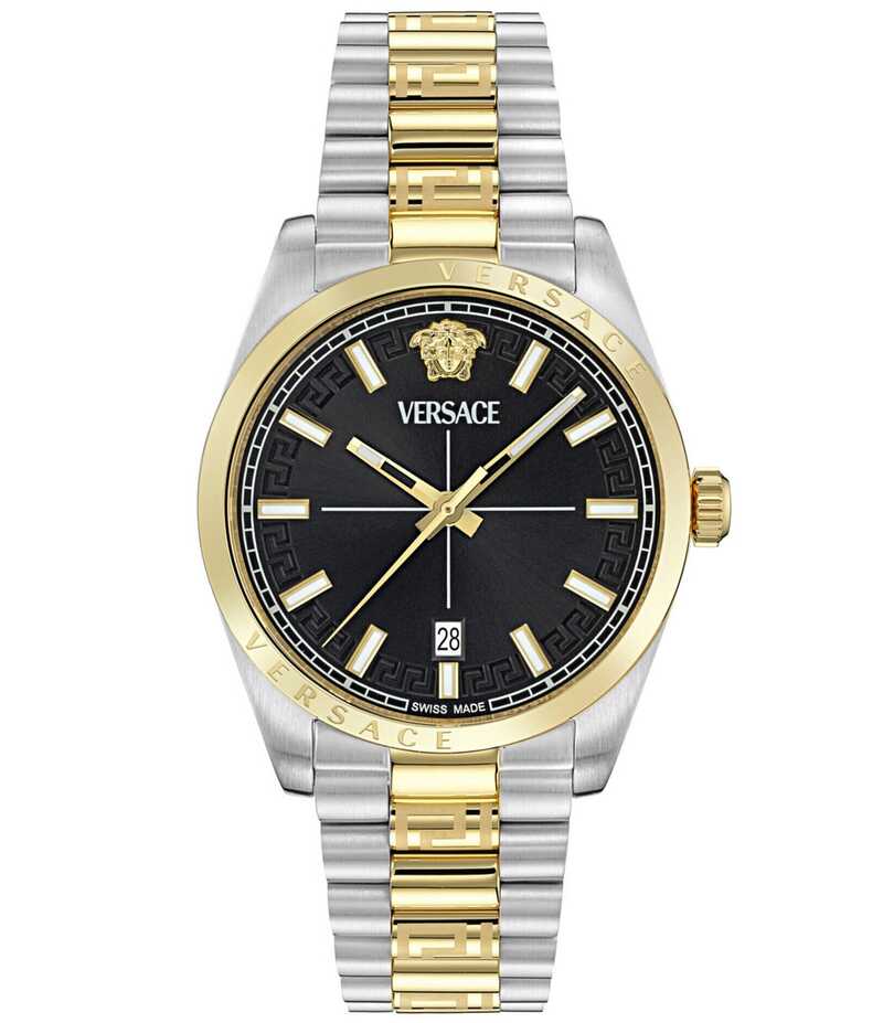 ヴェルサーチ レディース アクセサリー 腕時計 Tシャツ Versace Men's Millennium Mechanical Automatic Two Tone Stainless Steel Bracelet Watch Two Tone/Black ブラック｜ReVida 店 175,900円