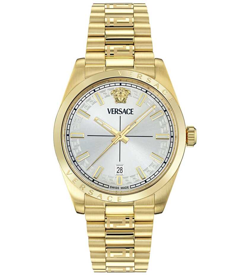 ヴェルサーチ レディース アクセサリー 腕時計 Tシャツ Versace Men's Millenyium Mechanical Automatic Gold Tone Stainless Steel Bracelet Watch Gold ゴールド