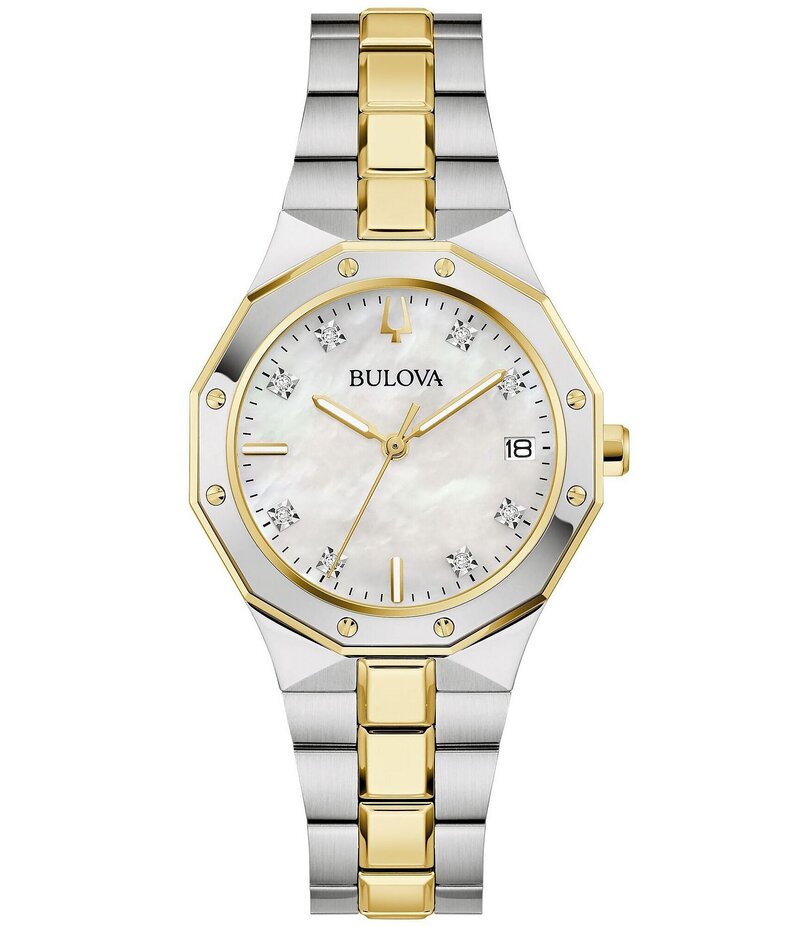 ブロバ レディース アクセサリー 腕時計 Tシャツ Bulova Women's Prestige Mechanical Automatic Two Tone Stainless Steel Bracelet Watch Two Tone