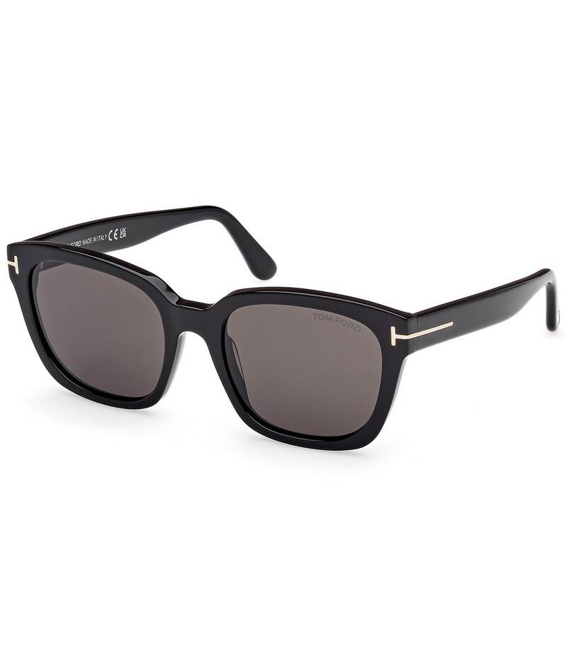 トム・ジェラルド・r・フォード レディース 付属物 サングラス・アイウェア TOM FORD Women\u0027s Haylay 53粍 Square Sunglasses Shiny Black/Smoke 黒いこと