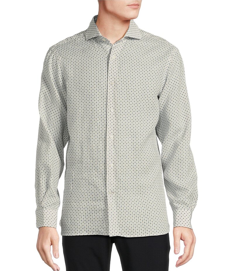 ダニエル クレミュ メンズ トップス シャツ プリント リネン Daniel Cremieux Signature Label Albini Linen Geo Print Long Sleeve Woven Shirt Multi Color マルチカラー｜ReVida 店