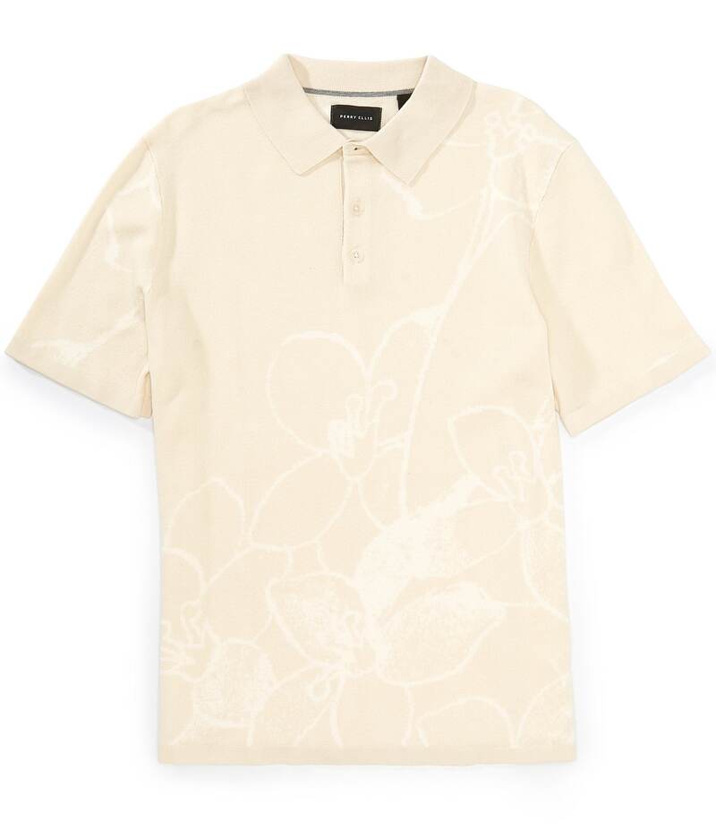 ペリーエリス メンズ トップス シャツ フラワー柄 ポロシャツ フラワー Perry Ellis Floral Jacquard Short Sleeve Polo Shirt Birch