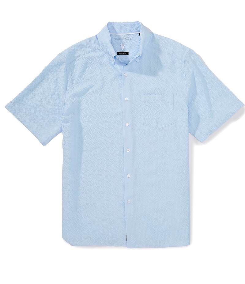 ビスコッティ メンズ トップス シャツ Visconti Solid Stretch Seersucker Short Sleeve Woven Shirt Sky Blue ブルー