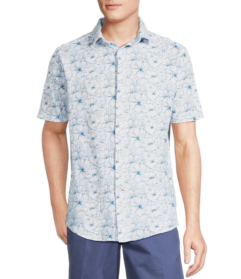 ダニエル クレミュ メンズ トップス シャツ フラワー柄 プリント コート フラワー Cremieux Blue Label Tropical Floral Printed Seersucker Short Sleeve Coatfront Shirt White Multi ホワイト