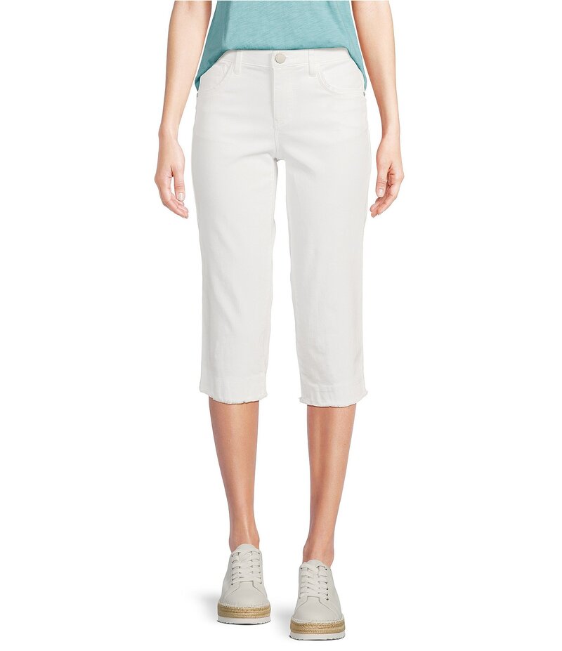 デモクラシー レディース ボトムス デニムパンツ ストレート ジーンズ Democracy AbsolutionR Stretch Straight Leg Skimmer Fray Hem Jeans Optic White ホワイト｜ReVida 店