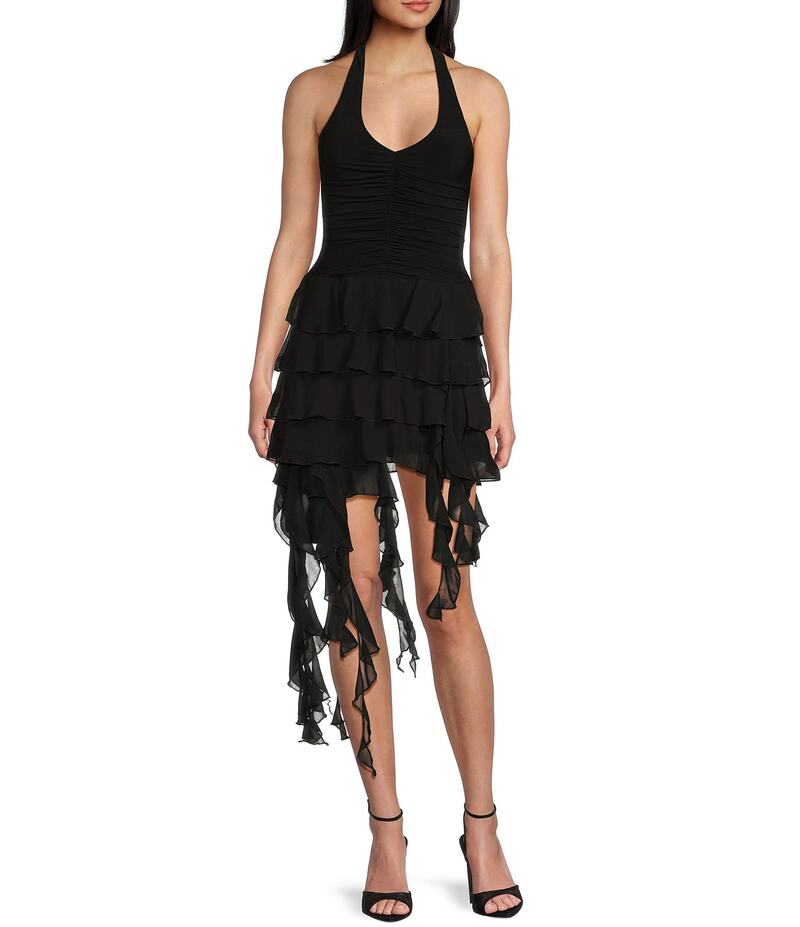 ハニーアンドロージー レディース トップス ワンピース スカート ホルター Honey and Rosie Halter Neck Tie Back Corkscrew Skirt Dress Black ブラック｜ReVida 店