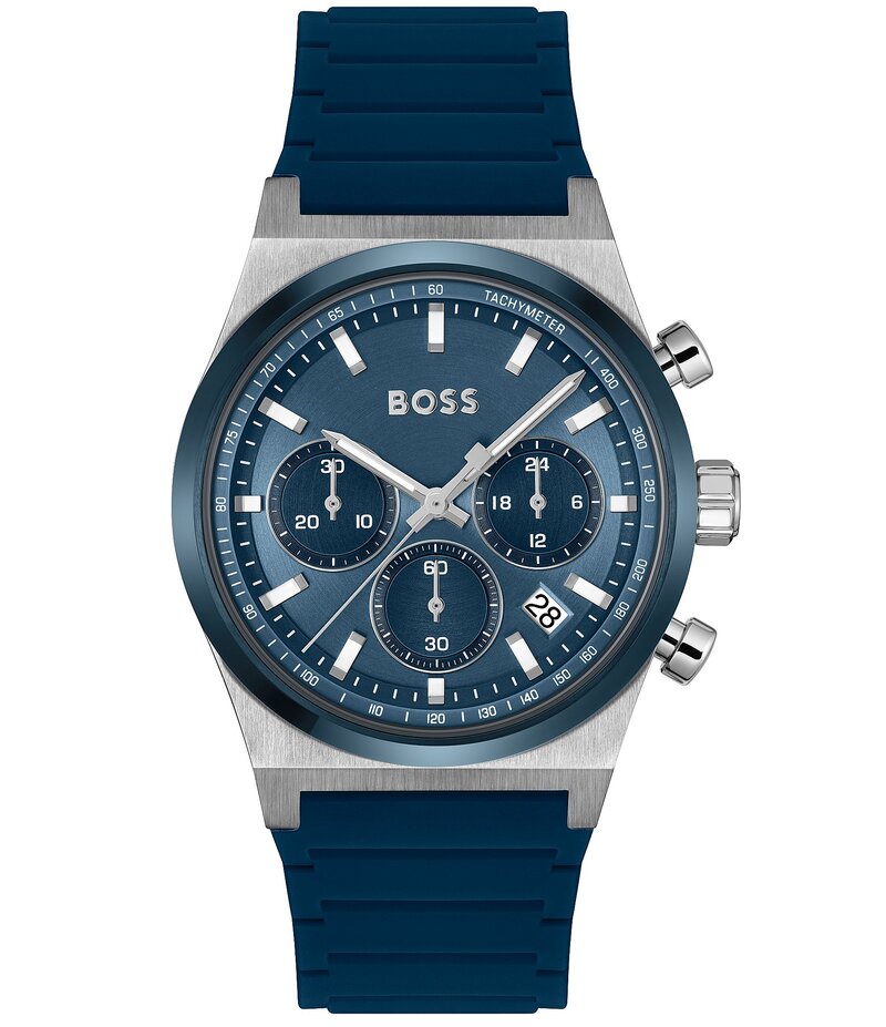 ヒューゴボス レディース 佩び物 ウォッチ Hugo Boss Men\u0027s Candor Quartz Chronograph Silicone Strap Watch Blue 青色