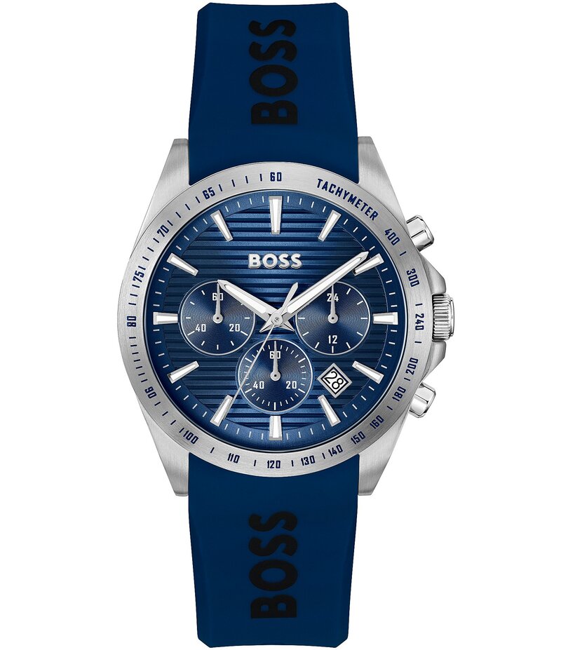 ヒューゴボス レディース 佩び物 ウォッチ Hugo Boss Men\u0027s Strike Quartz Chronograph Silicone Strap Watch Blue 青色