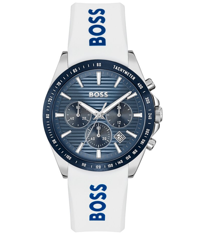 ヒューゴボス レディース 佩び物 ウォッチ Hugo Boss Men\u0027s Strike Quartz Chronograph Silicone Strap Watch White 白いこと