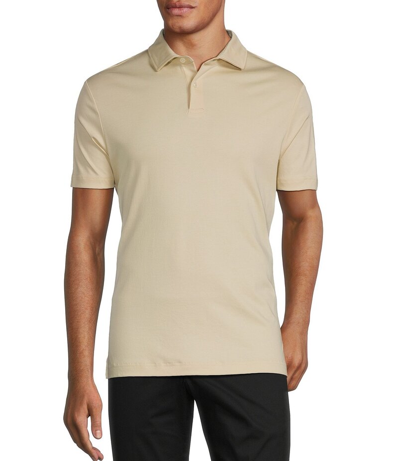 ムラノ メンズ トップス シャツ スリムフィット ポロシャツ Murano Liquid Luxury Slim Fit Solid Interlock Short Sleeve Polo Shirt Stone ストーン