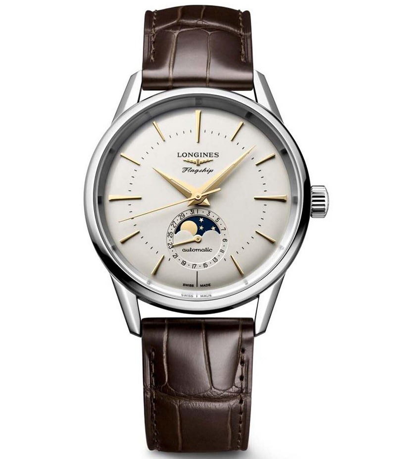 ロンジン レディース アクセサリー 腕時計 Tシャツ Longines Men's Heritage Classic Automatic Stainless Steel Alligator Strap Watch Silver シルバー｜ReVida 店