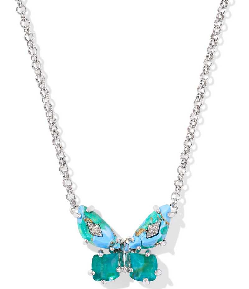 ケンドラスコット レディース アクセサリー ネックレス・チョーカー レース Kendra Scott Bianca Butterfly Short Pendant Necklace Silver Bright Aqua Mix アクア