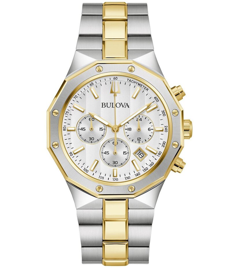 ブロバ レディース 付属品 ウオッチ プルオーバー Bulova Men\u0027s Prestige Chronograph Stainless Steel Bracelet Watch Two Tone